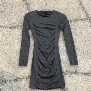 Express gray sweater ruched dress